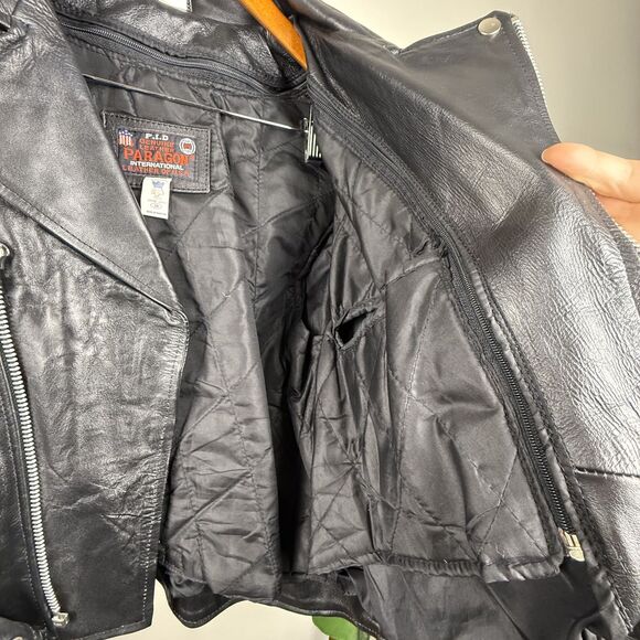 Vintage 80s 90s Leather Black Biker Moto Jacket, Paragon,Thinsulate Tassel Style - Picture 7 of 15